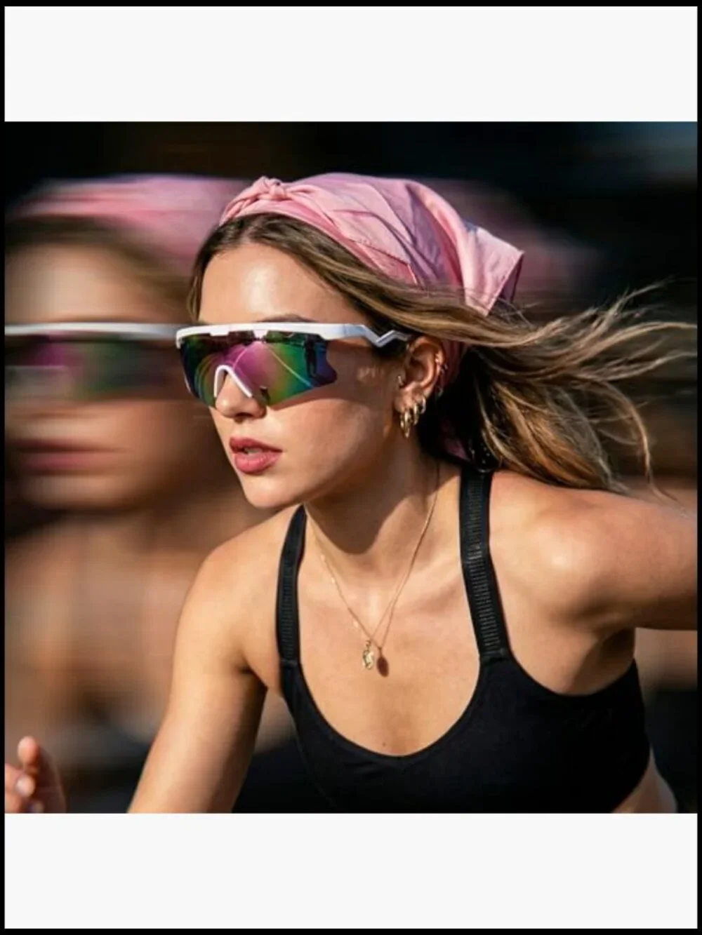 Polarized Large Retro Rimless Sports Sunglasses TR90 Frame